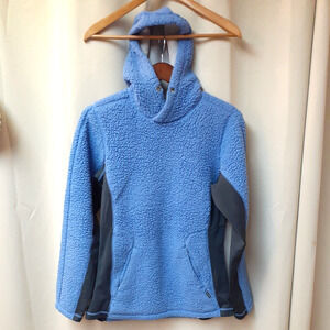 Cabelas Womens M Hooded Fleece Sweater Jacket Hoodie Blue Black w/pockets EUC